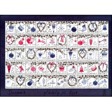 2009 - Danmark - Julemærker -  Hjerter og stjerner - 2-sidet takket - Ufoldet.